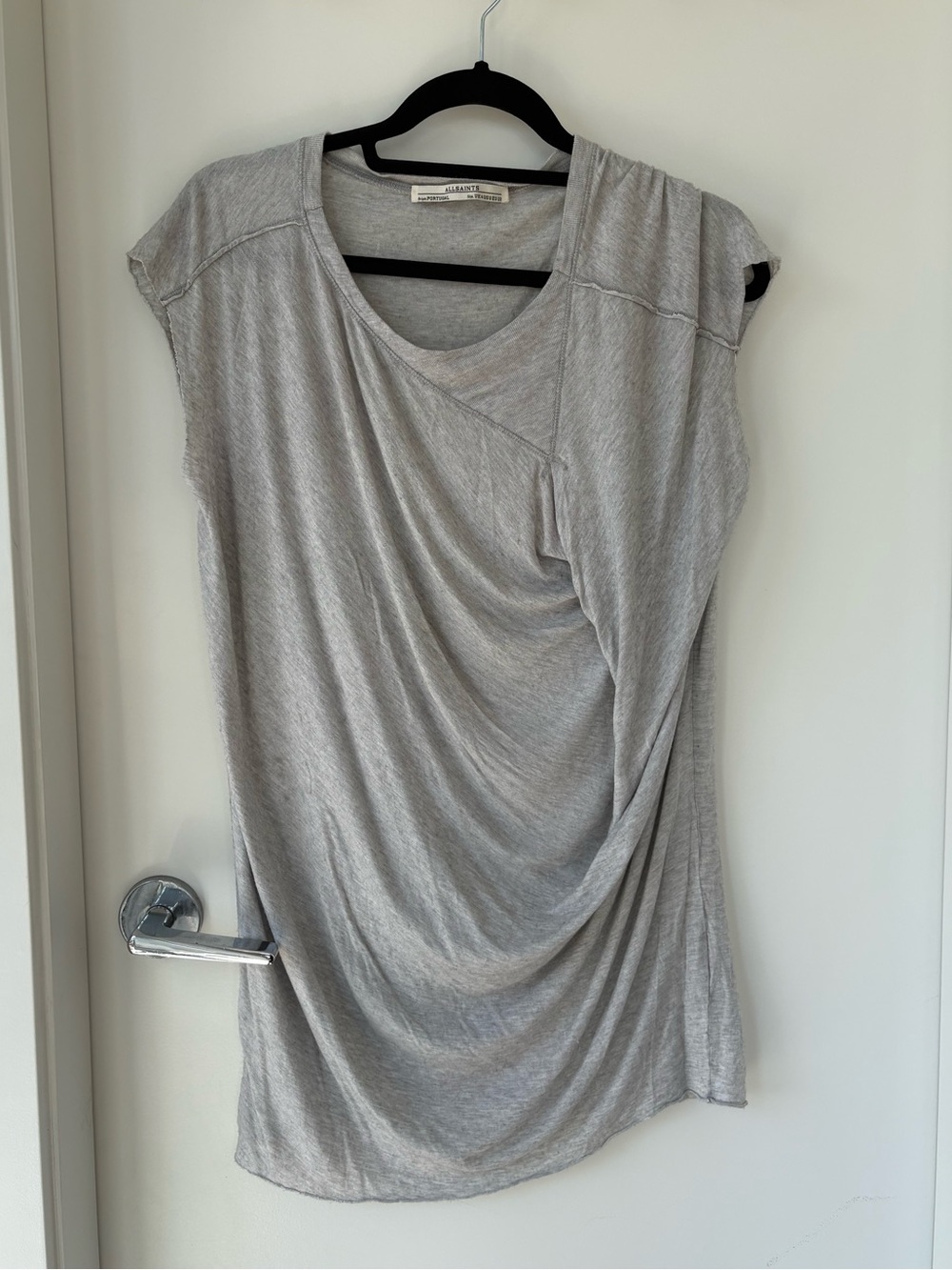 All Saints Light Gray Draped Cap-Sleeve Tunic Size 0